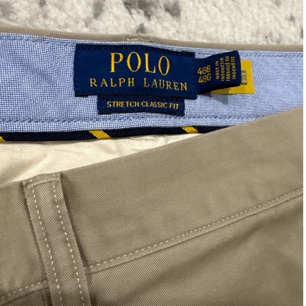 Polo Ralph Lauren Stretch Classic Fit Chino Shorts Khaki Tan Mens Size 48B - Picture 4 of 11